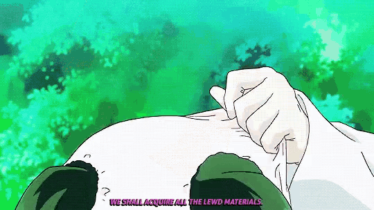 a cartoon of a person with the words we shall acquire all the lewd materials above them