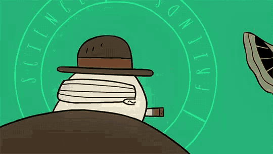 a cartoon drawing of a man smoking a cigar with the word super written in the background