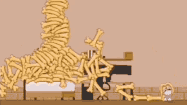 a bunch of bones are stacked on top of each other in a video game