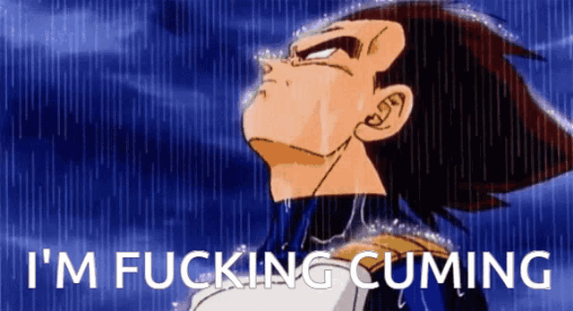 a cartoon character with the words " i 'm fucking cuming " on the bottom