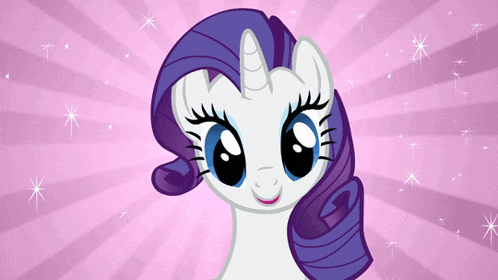 a cartoon pony with a purple mane is smiling