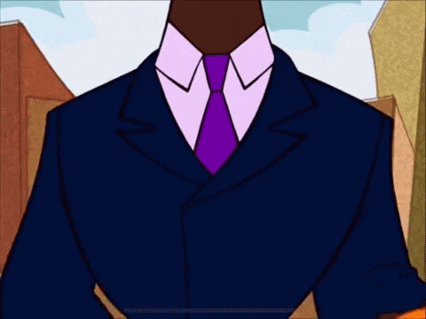 a cartoon man in a suit and tie is holding a key