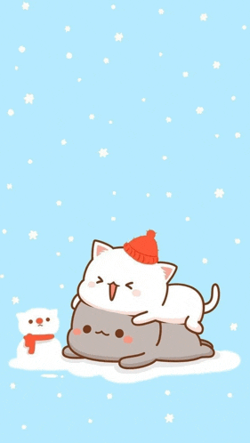 two cats are laying on top of each other in the snow .