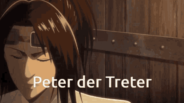 peter der treter is written in white on a dark background