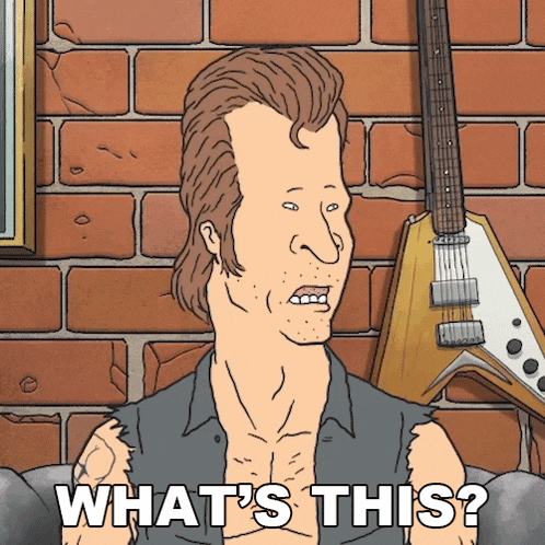 a cartoon of a man with a guitar and the words " what 's this "