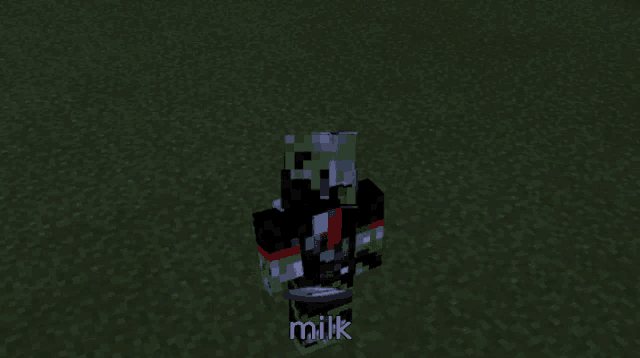 a minecraft character is holding a sword and says milk