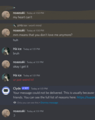 a screenshot of a discord conversation with noaasaki today at 1:50 pm