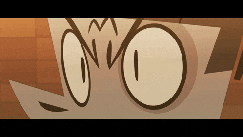 a close up of a cartoon character 's eyes with the letters o and m on them