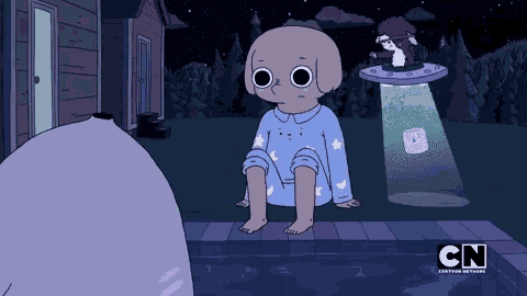 a cartoon character is sitting on the edge of a pool with a cn logo behind him