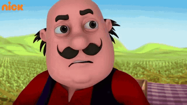 a cartoon character with a mustache and a nick logo on the bottom