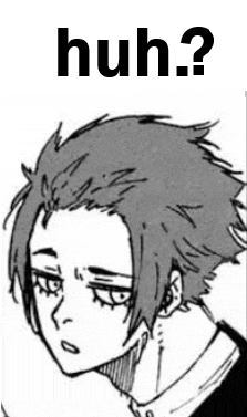 a black and white drawing of a person with the words huh .