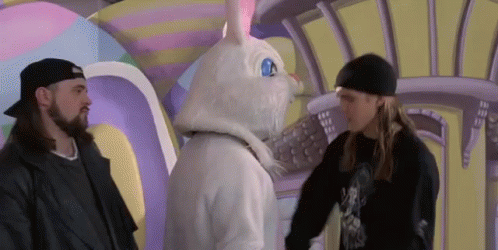 Kevin Smith Jay And Silent Bob GIF - Kevin Smith Jay And Silent Bob Punching Easter Bunny GIFs