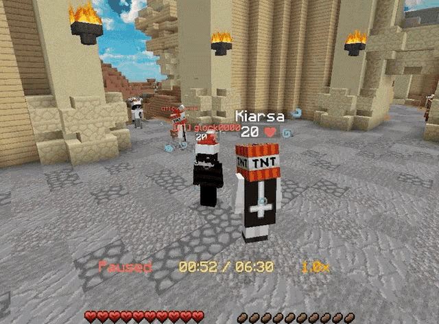 a screenshot of a minecraft game with a tnt bomb on the ground