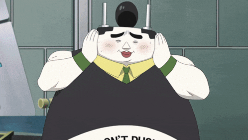 a cartoon character with a sign that says ' on 't duck ' on it