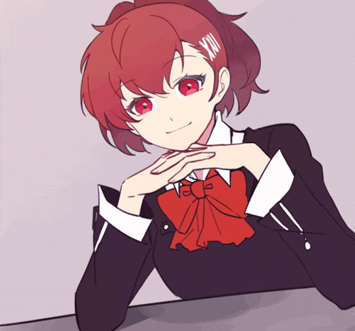 a drawing of a girl with red hair and the number xiii on her hair