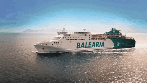 a balearia ship is floating on the water