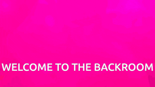 a welcome to the backroom sign with a red head