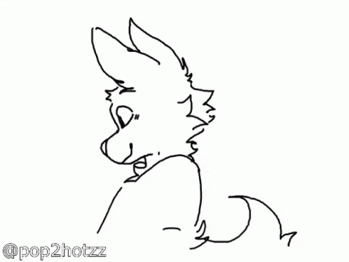 a black and white drawing of a furry animal with the name pop2hotzz below it