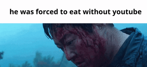 a man with blood on his face and the words `` he was forced to eat without youtube '' .