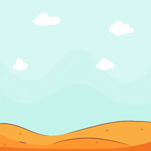 a cartoon illustration of autumn leaves and a blue sky