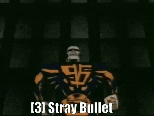 a black and white image with the words [ 31 stray bullet ] on the bottom