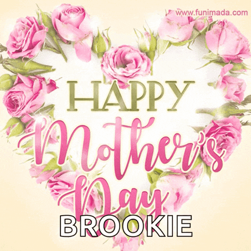 a happy mother 's day card for brookie with a heart made of pink roses
