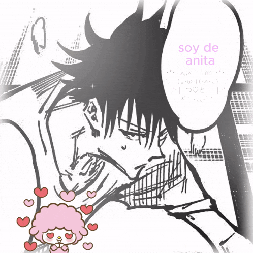 a black and white drawing of a man with the words soy de anita