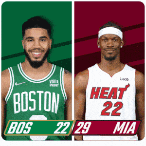 Boston Celtics (22) Vs. Miami Heat (29) First-second Period Break GIF - Nba Basketball Nba 2021 GIFs