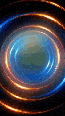 a computer generated image of a blue and orange swirl on a black background