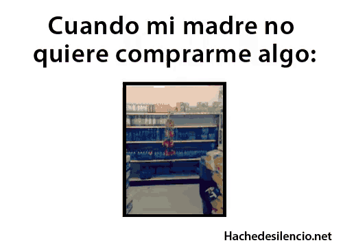 a picture of a store with the words " cuando mi madre no quiere comprarme algo " below it