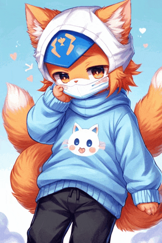 a cartoon fox wearing a mask and a hoodie with the number 37 on it