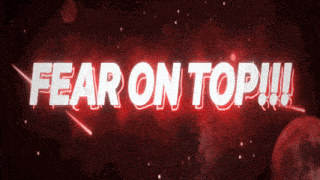 a red background with the words fear on top !!! in white letters
