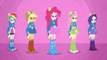 rainbow dash pinkie pie rarity and twilight sparkle are dancing in a pink background