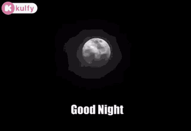a full moon in the night sky with the words `` good night '' below it