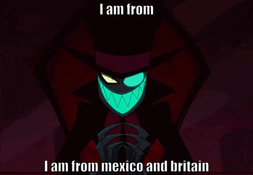 a picture of a cartoon character with the words i am from mexico and britain