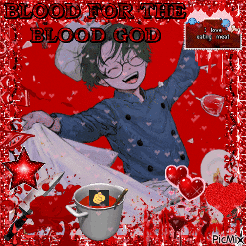 Blood For The Blood God Natori GIF - Blood For The Blood God Natori Fools Table GIFs