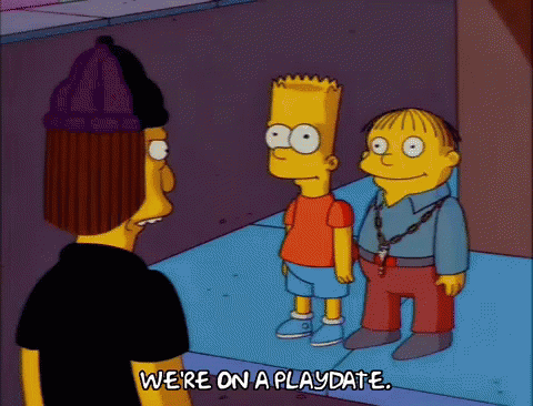 We'Re On A Play Date GIF - Bart Simpson Ralph Wiggum Play Date GIFs