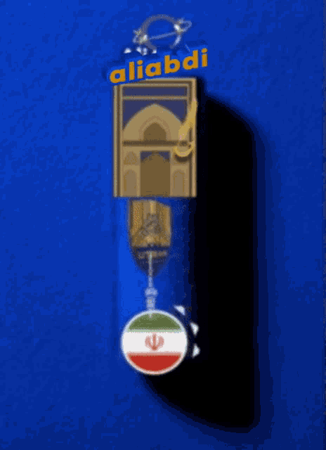 a blue background with the word aliabadi on top of it