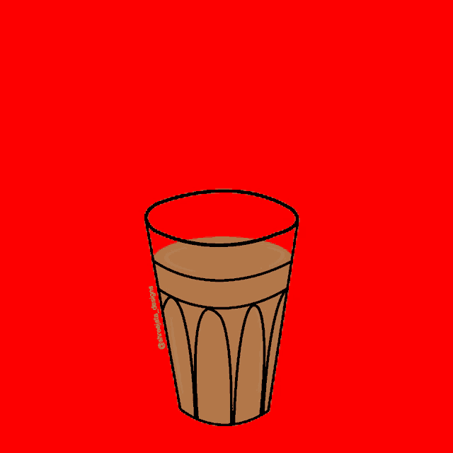a cartoon drawing of a cup of tea with smoke coming out of it