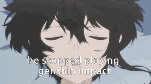 a picture of a girl with the words he stopped playing genshin impact on the bottom