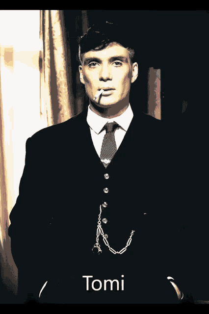 a man in a suit and tie smoking a cigarette with the words ce luna urma dupa julie written below him