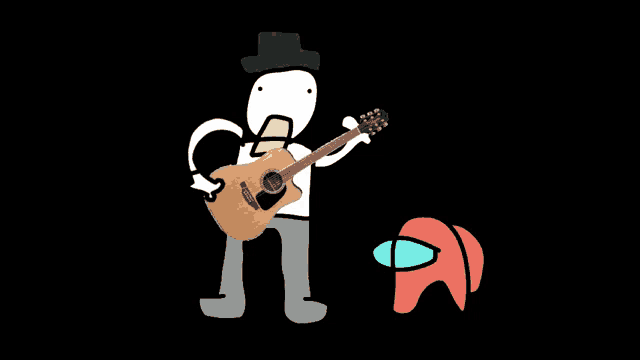a cartoon of a man playing an acoustic guitar