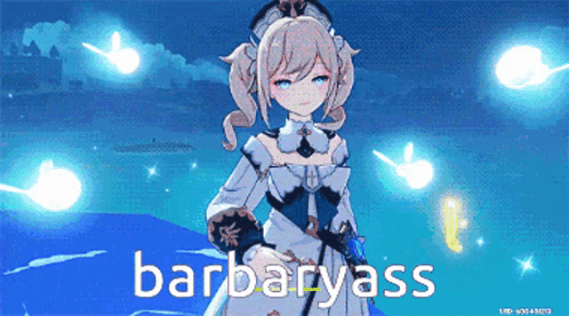a picture of a girl with the words barbaryass on the bottom