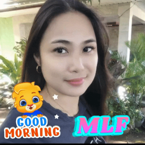 a woman with a sticker that says good morning