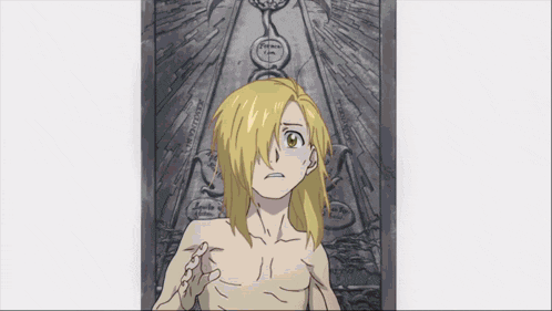 a picture of a shirtless anime character with the words " i am " written on it