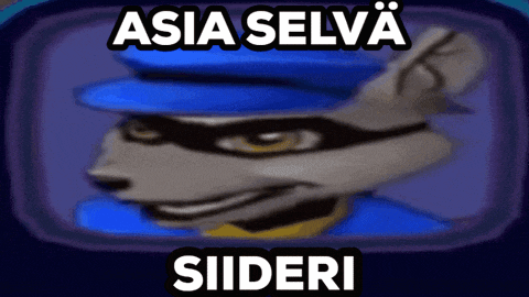 a picture of a raccoon with the words asia selva siideri above it