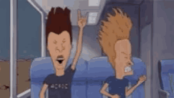 a cartoon of beavis and butthead sitting on a blue couch