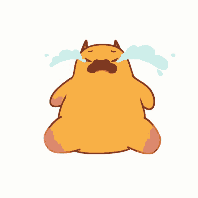 a cartoon drawing of a cat crying with tears coming out of its eyes