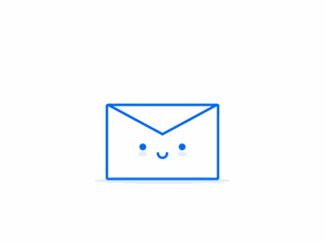 a blue envelope with a smiling face is opened