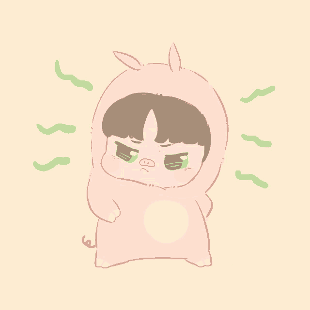 a drawing of a child dressed in a pig costume